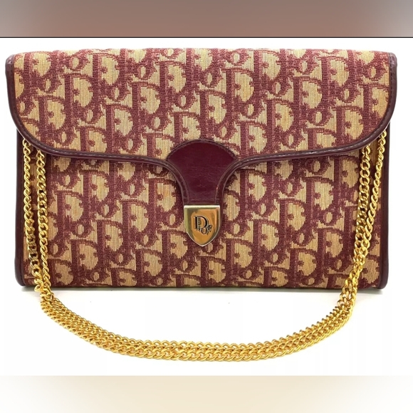 Auth Dior 30 Montaigne Trotter Bordeaux Shoulder/Clutch Bag - Picture 4 of 14